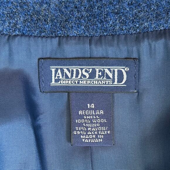 Lands' End Blue 100% Wool Collared Button Front Jacket Coat - Picture 9 of 9